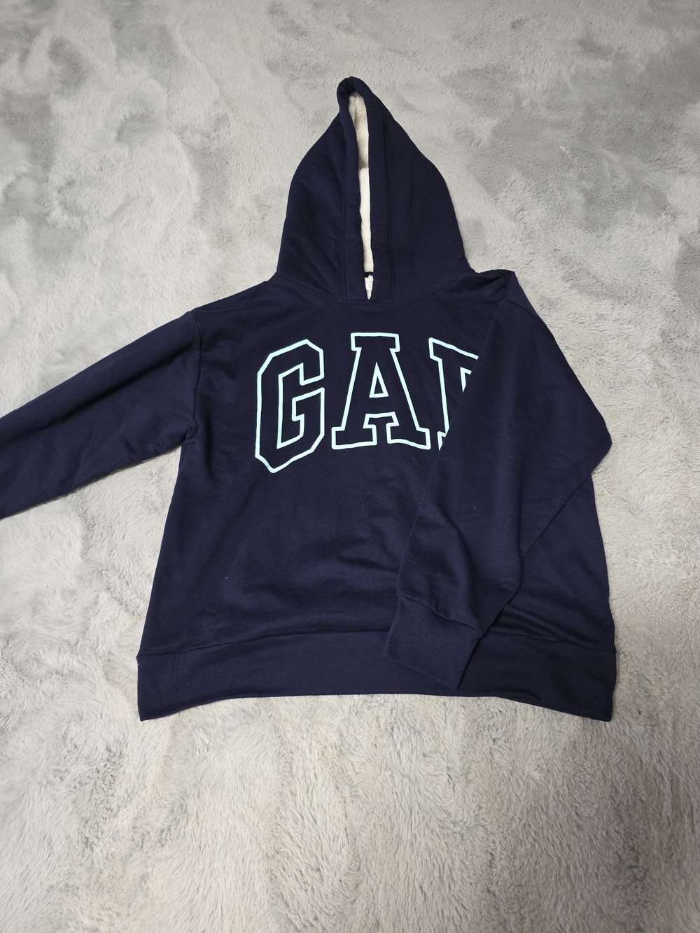 GAP Navy Hooded Sweatshirt with Light Blue Outline Logo